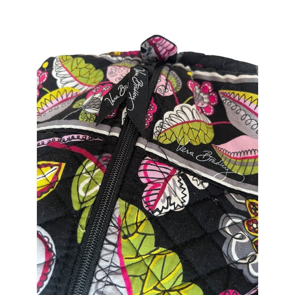 Vera Bradley Quilted Travel Tote Bag 20" Moon Blooms VGUC Black Pink Green White - Picture 13 of 16